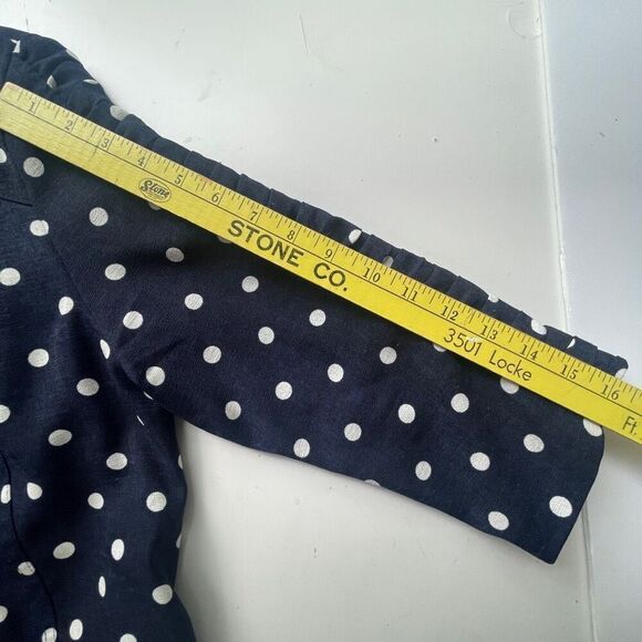 Christopher & Banks Womens Polka Dots Button Down Ruffle Blazer Jacket Black PM - Picture 7 of 9